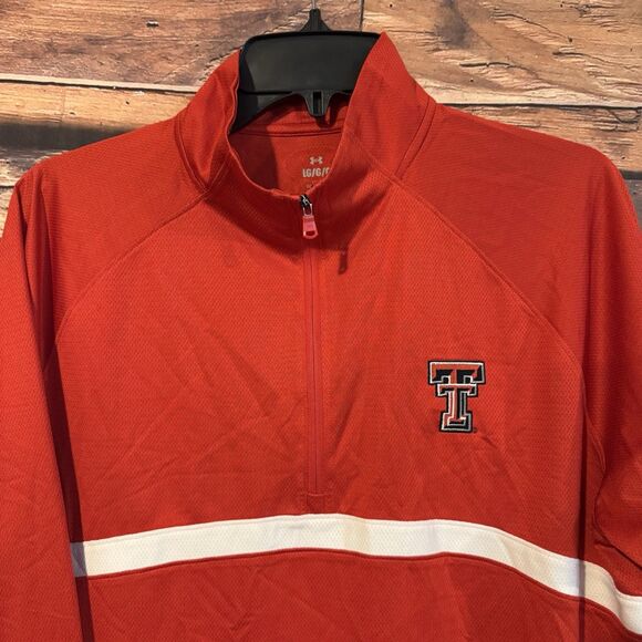 Texas Tech Red Raiders Mens Large 1/4 Zip Pullover Jacket Performance Red UA - Picture 2 of 9